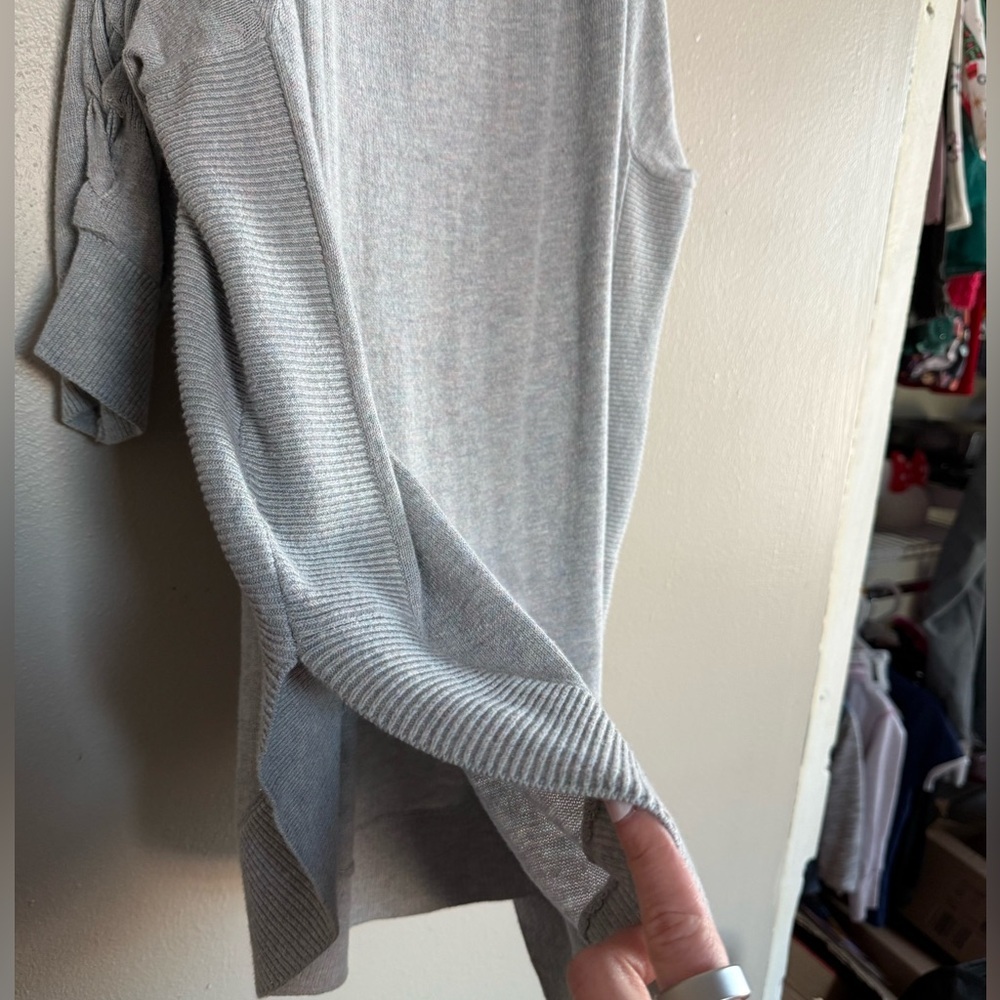 Express Light Gray Cold-Shoulder Sweater Top - Picture 5 of 5